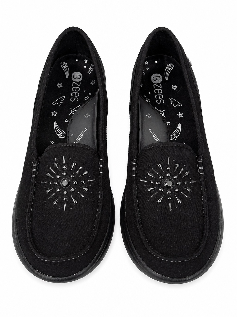 Bzees Evie Slip-On Shoes Women’s 9W Black Embellished Comfort Loafers - Picture 2 of 5